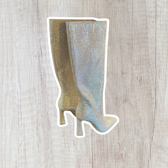 NWT Steve Madden Sparkling ‘Shayna’ Tall Boots in Silver Rhinestone Size 5 - Picture 9 of 16